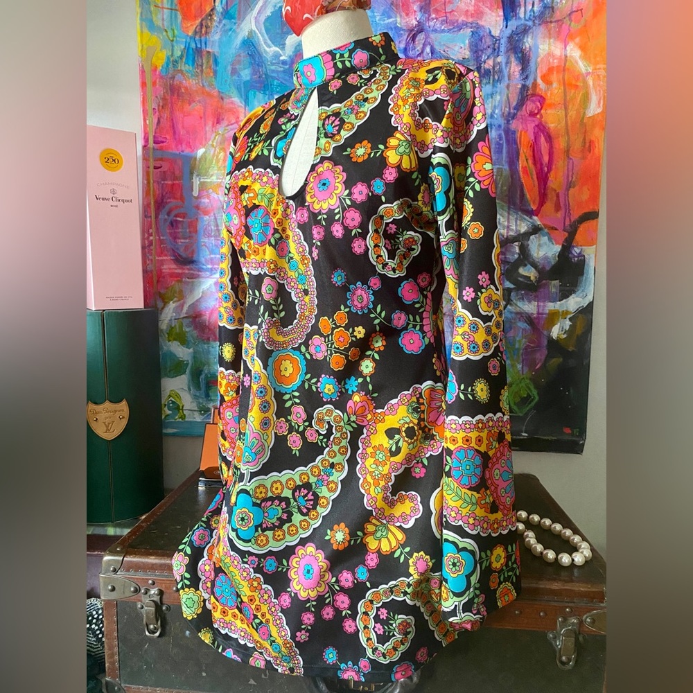 Groovy Paisley 60’s design Mini Party DRESS Tunic Top Halloween Costume  ✌️💖✌️